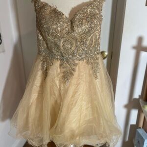 Elegant Gold Satin Dress by EVA Plus Size